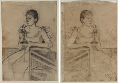 After-Dinner Coffee (recto); After-Dinner Coffee (verso) — Mary Cassatt