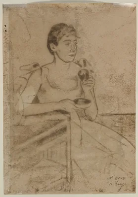 After-Dinner Coffee (verso) — Mary Cassatt