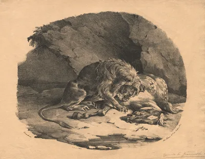 Horse Devoured by a Lion — Théodore Géricault