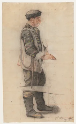 The Stretcher Bearer (Study for "Le Couvreur tombé") — François Bonvin