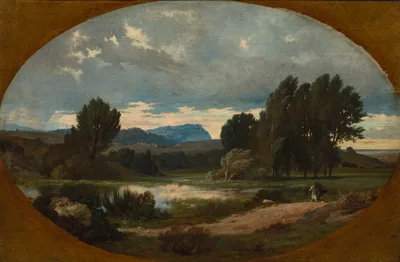 Landscape with Rider on White Horse — Jean-Achille Benouville