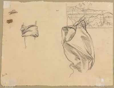 Studies of Drapery and Study of a Landscape (verso) — Pierre Puvis de Chavannes