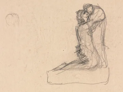 Sketch of Two Figures Embracing (verso) — Augustin Théodule Ribot