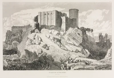 Architectural Antiquities of Normandy (Vol. II), Pl. 90:  Castle of Falaise (North View) — John Sell Cotman