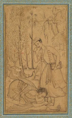 A holy man prostrating himself before a learned prince — Manohar