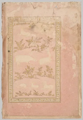 Stenciled Scenes of Lion and Gazelle (verso)