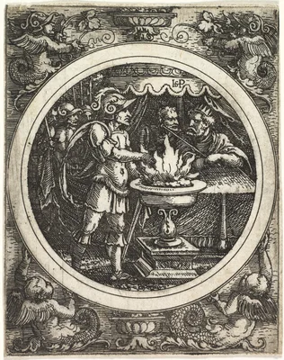 Mucius Scaevola Holding His Hand in the Fire — Hans Sebald Beham