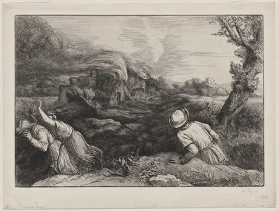 The Village in Flames (L'Incendie du Hameau) — Alphonse Legros