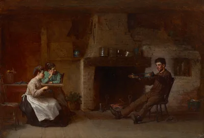 Winding Yarn (Interior of a Nantucket Kitchen) — Eastman Johnson
