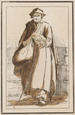 Forty Lithographic Impressions from Drawings of Landscape Scenery by Thomas Barker, Selected from His Studies of Rustic Figures after Nature: [Old Woman in Cloak with Clasped Hands] — Thomas Barker