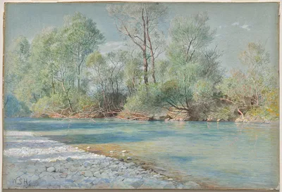 Traunstein River on the Road to Empfig, Bavaria — William Stanley Haseltine