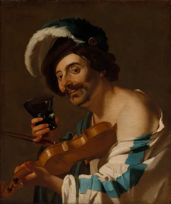 Violin Player with a Wine Glass — Dirck van Baburen