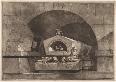 Tomb with Sphinxes and an Owl — Louis Jean Desprez