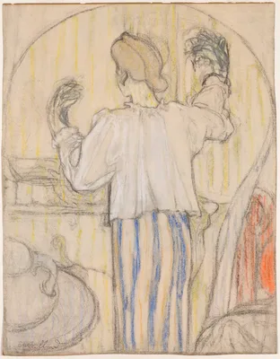 In Front of the Mirror (recto) — Édouard Vuillard