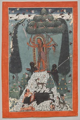 Goddess standing on a mountaintop — Master of the court of Mandi