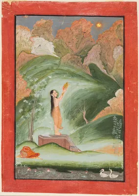 A girl worshipping the rising sun (Surya puja) — Chokha
