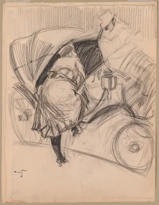 Woman Entering a Fiacre (recto) — Jean-Louis Forain