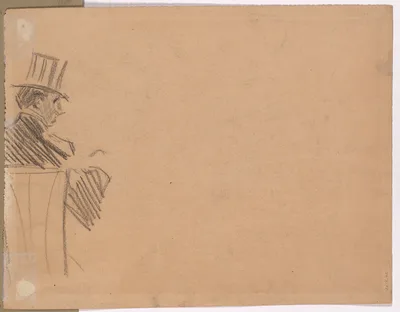 Right Profile of Man Wearing Tall Hat (verso) — Jean-Louis Forain