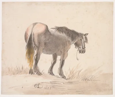Horse Standing on a Mound — Cornelis Saftleven