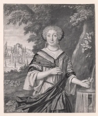 Portrait of a Woman near a Fountain, a Rose in Her Hand — Jan Thopas