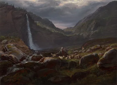 Feige Waterfall (Feigefossen), Lysterfjord, Norway — Johan Christian Dahl