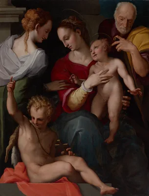Holy Family with the Mystic Marriage of Saint Catherine — Tommaso d’Antonio Manzuoli, called Maso da San Friano