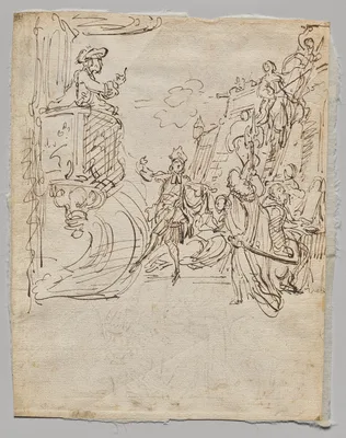Lingerie Boutique and Conversation (verso) — Gabriel de Saint-Aubin