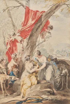 Jupiter (in the guise of Diana) and Callisto — Jacob de Wit