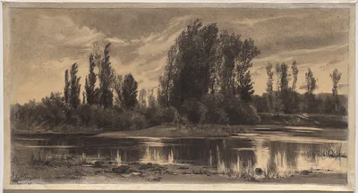 Gust of Wind on the Poplars — Auguste Allongé