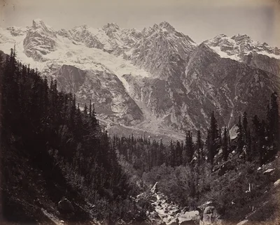 Scene in the Upper Himmalayahs. View in the Manga Valley — Samuel Bourne