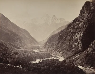 The Upper Himmalayahs. View of Valley from Fallaldasa with Srikanta Peaks in the Distance — Samuel Bourne