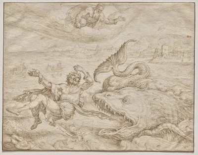 Jonah Cast Out by the Whale onto the Shore of Nineveh — Maarten van Heemskerck