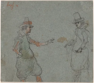 Two Gentlemen (verso) — Hendrick Avercamp