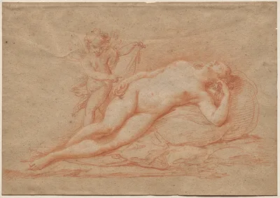 Reclining Nude with Cupid — Giovanni Battista Cipriani