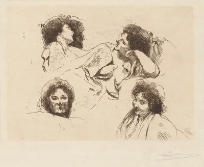 Four Heads of Women: Study for “The Happy Island” (Quatre têtes de Femmes: Étude pour “L’Ile Heureuse”) — Paul-Albert Besnard