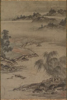 Farming and Herding Buffalo in Summer — Kanō Hideyori