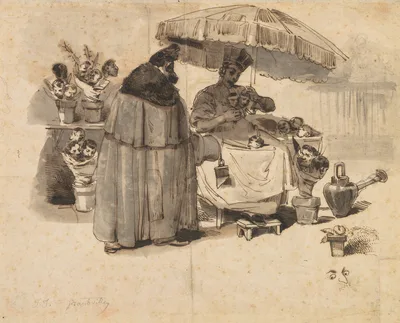 Study for "Au Bouquet de persil," (A Bouquet of Parsley) — Jean Ignace Isidore Gérard Grandville