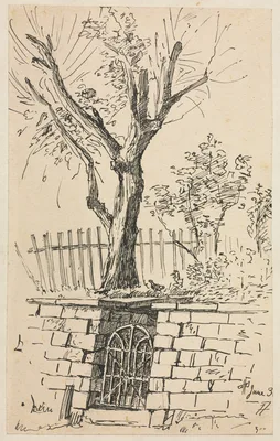 Tree on Top of a Stone Wall, Cleveland — Otto Henry Bacher