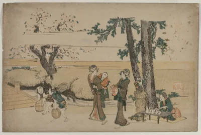 Woman Passing a Roadside Shop Near Oji — Katsushika Hokusai