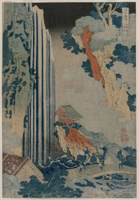Ono Waterfall on the Kiso Road (from the series a Tour of Waterfalls in the Provinces) — Katsushika Hokusai