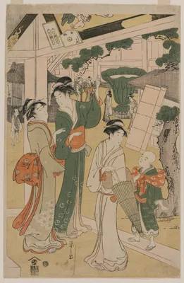 Print from Women Resting in the Votive Picture Hall at Asakusa — Hosoda Eishi
