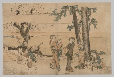 Group of Figures near a Brook — Katsushika Hokusai