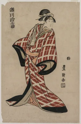 Segawa Michinosuke Wearing a Padded Plaid Robe — Utagawa Toyokuni I