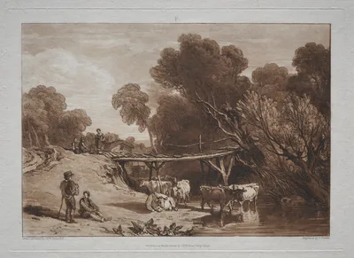 Liber Studiorum:  The Bridge and Cows — J. M. W. Turner