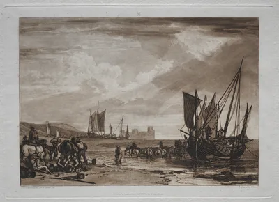 Liber Studiorum:  Vessels Unloading — J. M. W. Turner