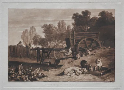 Liber Studiorum:  The Farmyard with the Cock — J. M. W. Turner