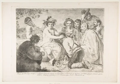 A False Bacchus Crowning Drunkards — Velázquez (Diego Rodríguez de Silva y Velázquez) · Goya (Francisco de Goya y Lucientes)