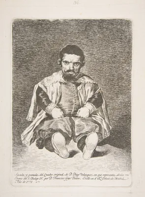 Portrait of a court dwarf known as 'El Primo' after Velázquez — Velázquez (Diego Rodríguez de Silva y Velázquez) · Goya (Francisco de Goya y Lucientes)