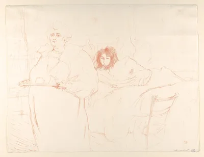 Serving Breakfast (Madame Baron and Mademoiselle Popo), from "Elles" — Gustave Pellet · Henri de Toulouse-Lautrec