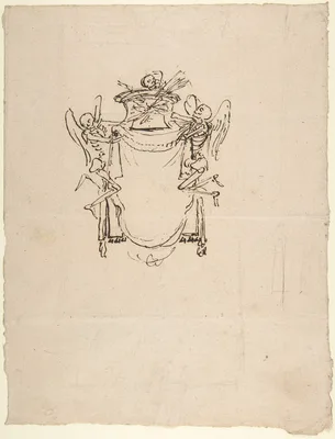 Sketches for a Wall Tomb with Skeletons — Gian Lorenzo Bernini